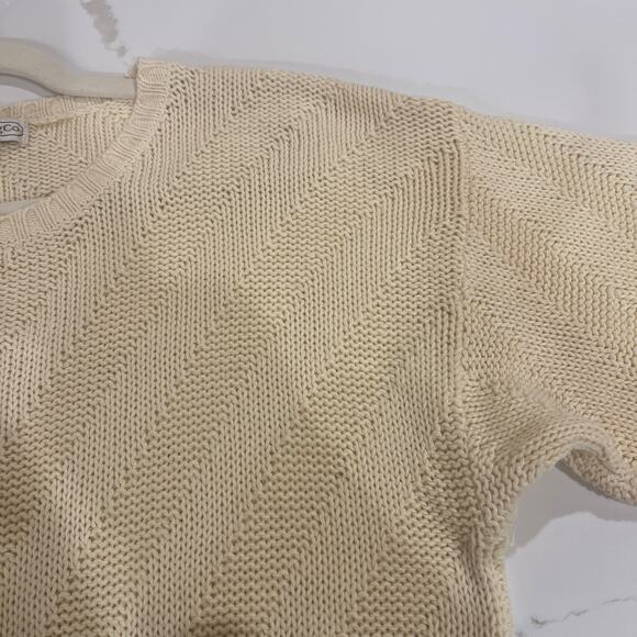 Vtg Gap Ramie Cotton Blend Tunic Sweater Ivory Cream Medium Crewneck - Picture 6 of 8